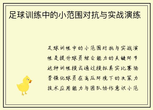 足球训练中的小范围对抗与实战演练